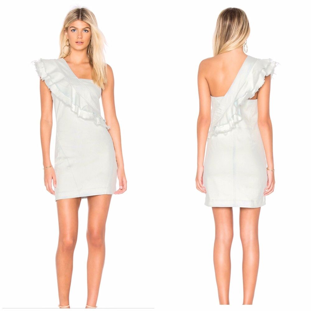 NWT BLANKNYC Pick A Side Dress Off White M One‎ Shoulder mini denim